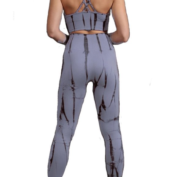 Tie Dye Workout Set - Yoga Leggings & Bra Set - Picture 3 of 8